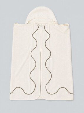 Wavy Embroidered Hooded Towel - Ivory